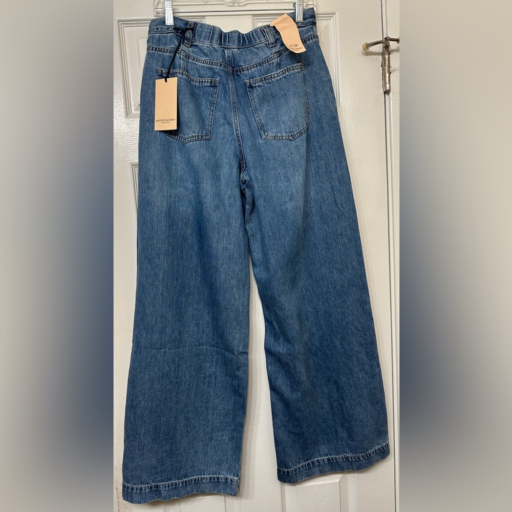 Scotch and Soda Amsterdam Jeans Blue Denim Wide Leg Size 6 28 Waist New - Picture 5 of 9